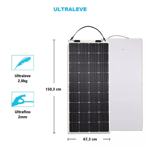 Painel Placa Solar Monocristalino FlexÃ­vel 160w - Ensoul Energia Inteligente